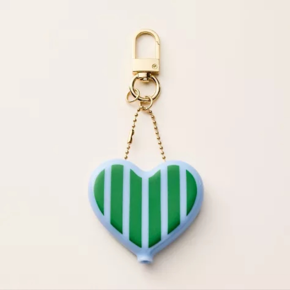 Kate Spade X Target Striped Heart Coin Purse Bag Charm Keychain NWT